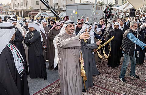 KUWAIT: Sheikh Mohammad Abdullah Al-Sabah, Acting Minister of Information participates in the inauguration of the expo festival of the new avenue at Al-Mubarakiah. - KUNA