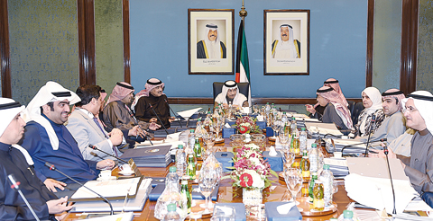 KUWAIT: His Highness Prime Minister Sheikh Jaber Mubarak Al-Hamad Al-Sabah chairs the Cabinet’s meeting yesterday. —KUNA