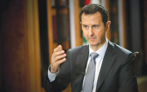 DAMASCZU: This file photo shows Syrian President Bashar al-Assad during an interview with AFP in Damascus.—AFP