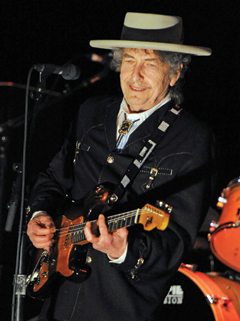 This file photo taken on April 25, 2011 shows legendary American singer, songwriter, poet, artist and actor, Bob Dylan performing from his repertoire of over 400 songs and 50 albums at the 22nd annual Bluesfest music festival near Byron Bay, Australia. — AFP