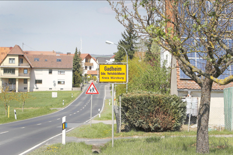 GADHEIM: This file photo shows the road sign of the village of Gadheim near Wuerzburg, Germany.—AFP