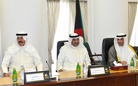 KUWAIT: (From left) Defense Minister Sheikh Mohammad Al-Khaled Al-Sabah, Foreign Minister Sheikh Sabah Al-Khaled Al-Sabah and National Assembly Speaker Marzouq Al-Ghanem attend an emergency meeting yesterday. - Photo by Yasser Al-Zayyat