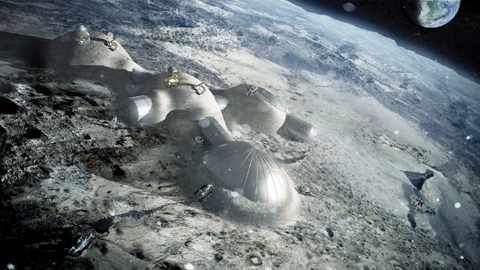 IN SPACE: This handout artist impression released by the European Space Agency (ESA) shows a multi-dome lunar base being constructed based on the 3D printing. — AFP