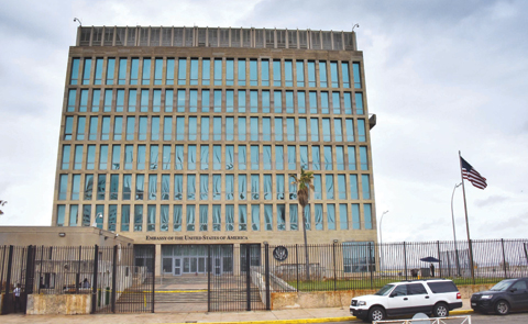 HAVANA: Photo shows the US embassy in Havana after the United States announced it is withdrawing more than half its personnel in response to mysterious health attacks targeting its diplomatic staff. — AFP