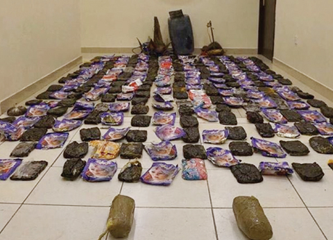 KUWAIT: This picture provided by the Interior Ministry shows 150 kilograms of cannabis that were seized before being smuggled into Kuwait yesterday