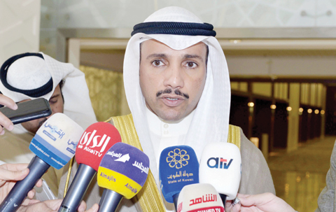 KUWAIT: National Assembly Speaker Marzouq Al-Ghanem speaks to the press yesterday. - KUNA n