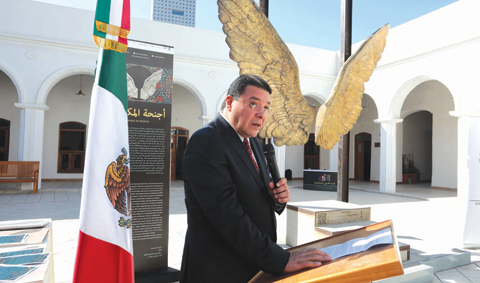Mexican Ambassador to Kuwait Miguel Angel Isidero delivers his speech