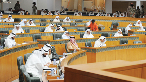KUWAIT: Kuwait lawmakers are pictured at the National Assembly yesterday. MPs passed without discussion the establishment of Kuwait Human Rights Commission, an independent body to defend human rights in the country. — KUNA