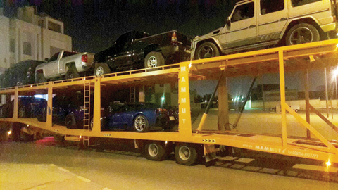KUWAIT: This photo released by the Interior Ministry yesterday shows vehicles impounded during a recent crackdown.