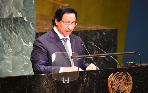 UNITED NATIONS: HH the Prime Minister of Kuwait Sheikh Jaber Al-Mubarak Al-Hamad Al- Sabah addresses the 73rd session of the General Assembly at the United Nations on Wednesday. — KUNA