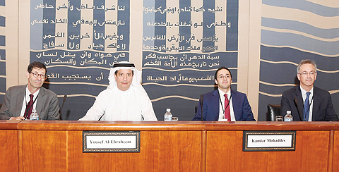 KUWAIT: (From left to right) Maurice Obstfeld, Dr Yousef Al-Ebraheem, Kamiar Mohaddes and Christopher Payne during the forum.