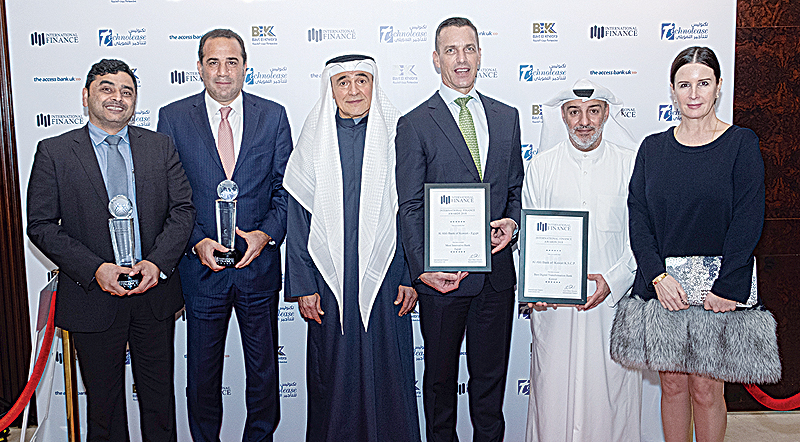DUBAI: Ali Marafi, Chairman of ABK-Egypt and Khaled El Salawy, CEO & MD of ABK-Egypt and on behalf of Kuwait, Salem Hussein Al-Sarraf (CTO) and Sridhar Kasisomayajula (CIO), with the awards