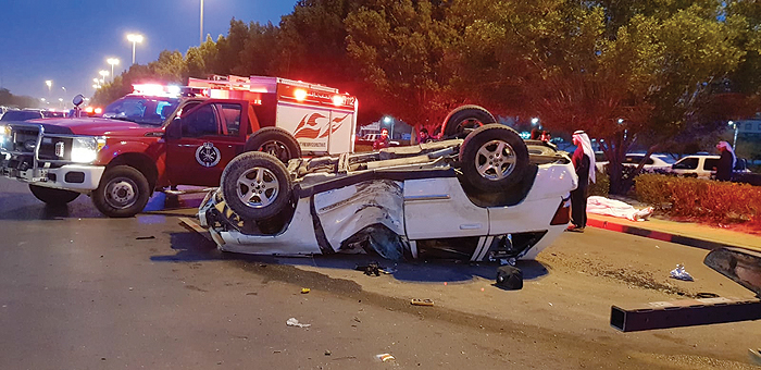 KUWAIT: A vehicle pictured following an accident reported in Jahra Sunday night.