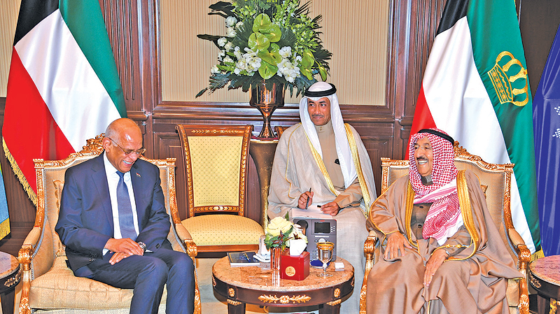 His Highness the Amir Sheikh Sabah Al-Ahmad Al-Jaber Al-Sabah meets with Speaker of the Egyptian House of Representatives Dr Ali Abdelaal