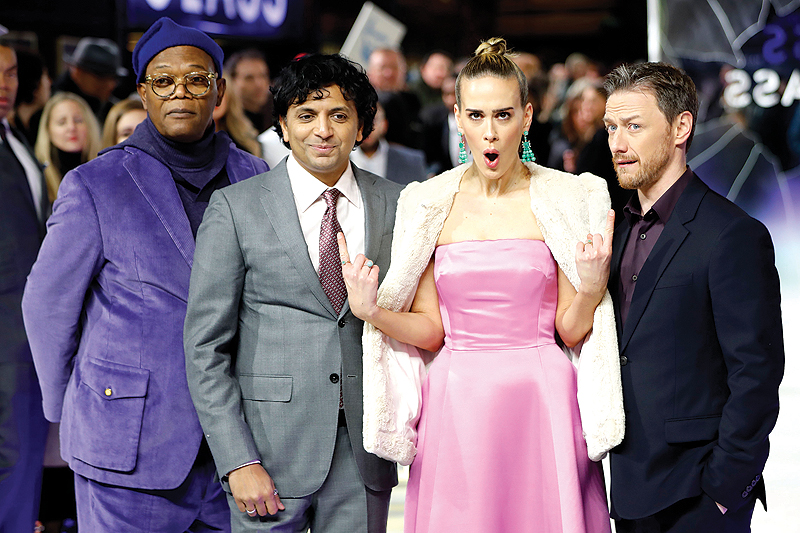 In this file photo (from left) US actor Samuel L Jackson, US director Night Shyamalan, US actress Sarah Paulson and British actor James McAvoy pose on arrival for the European premiere of “Glass” in central London. — AFP