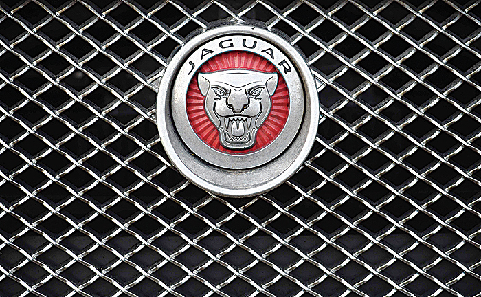 ENGLAND: The Jaguar logo is seen on a car in Wakefield, northern England. —AFP