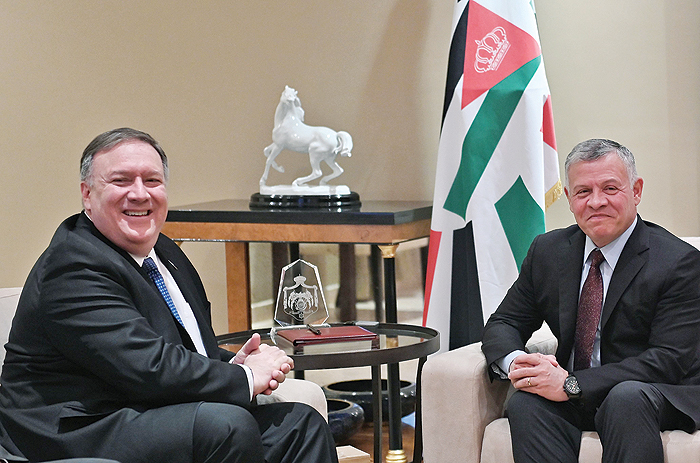 AMMAN: US Secretary of State Mike Pompeo (left) meets King Abdullah of Jordan yesterday. - AFP 