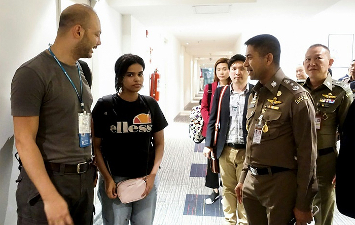 Saudi teen Rahaf Mohammed al-Qunun was stopped by authorities at the Thai capital's main airport - AFP