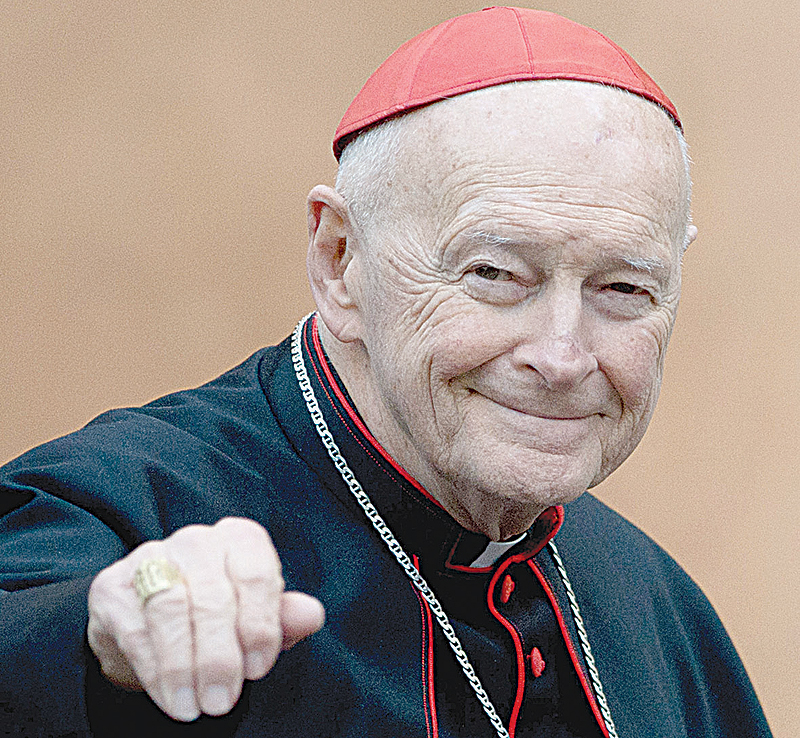 VATICAN CITY: In this file photo taken on March 11, 2013 then US cardinal Theodore Edgar McCarrick arrives for a meeting on the eve of the start of a conclave at the Vatican. —AFP