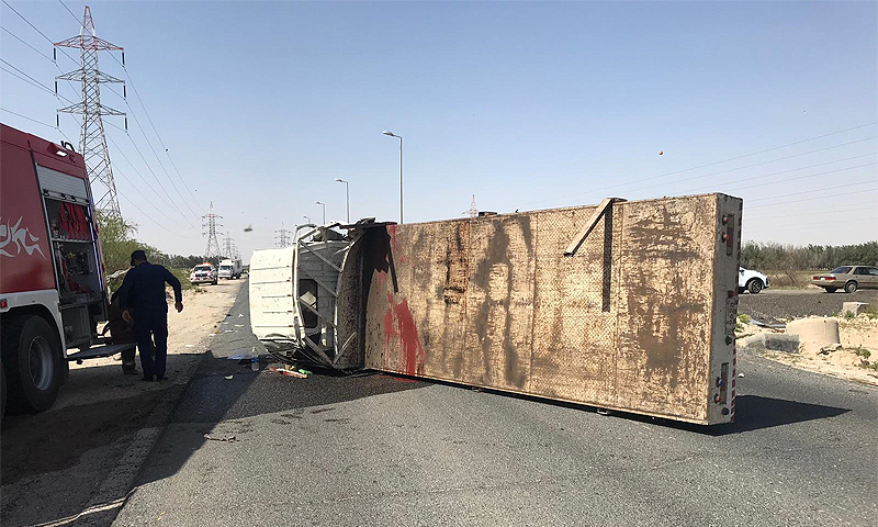 KUWAIT: The truck seen following the deadly accident