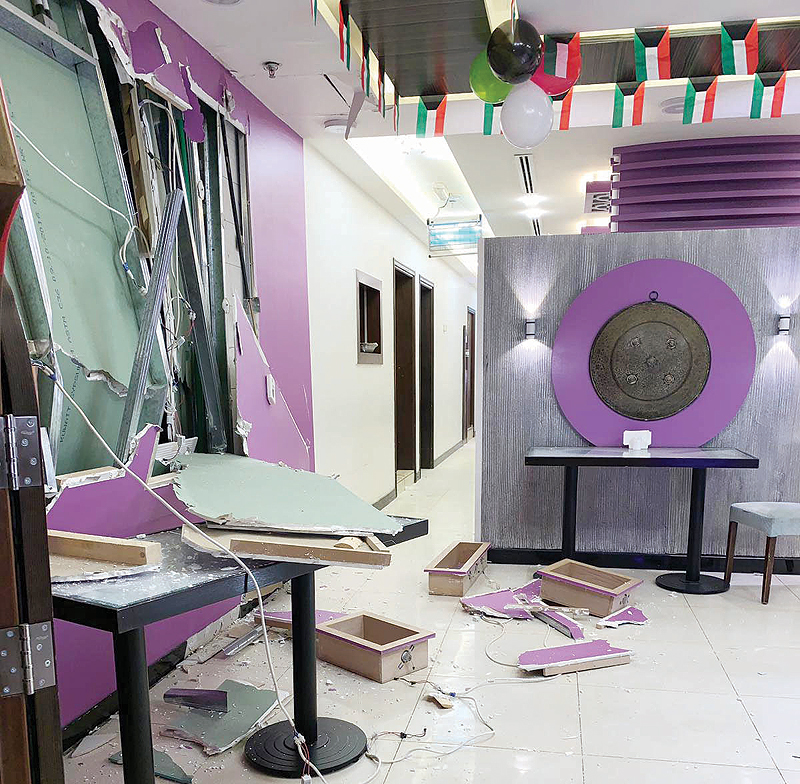 KUWAIT: Damage seen inside the Jahra restaurant following the explosion.