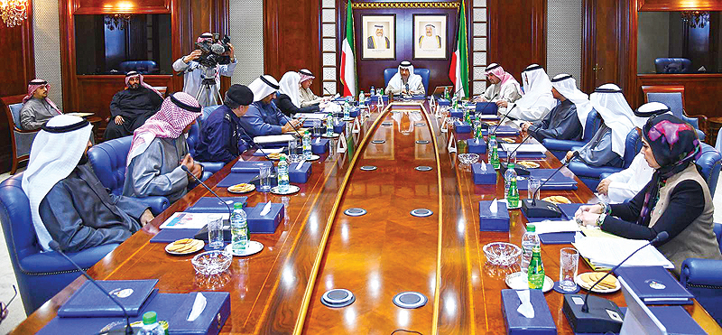 KUWAIT: HH the Prime Minister Sheikh Jaber Al-Mubarak Al-Hamad Al-Sabah presides over a Cabinet meeting yesterday. - KUNA 