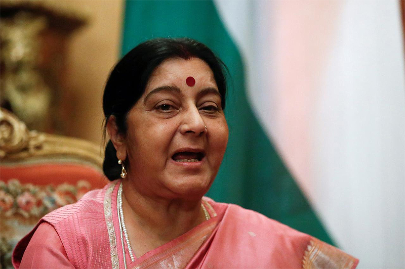 Indian Foreign Minister Sushma Swaraj speaks during a meeting with her Russian counterpart Sergei Lavrov in Moscow, Russia September 13, 2018. REUTERS