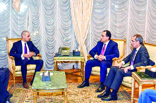 CAIRO: Chief Executive Officer of Al-Kharafi Group and Zain Bader Al-Kharafi meets Egyptian Prime Minister Mustafa Madhouli in the presence of Egypt’s Communications Minister Amro Talaat.
