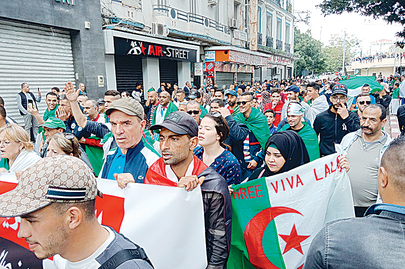ANNABA: Algerians take part in a demonstration in the northeastern city of Annaba, about 570 kilometers west of the capital Algiers. —AFP