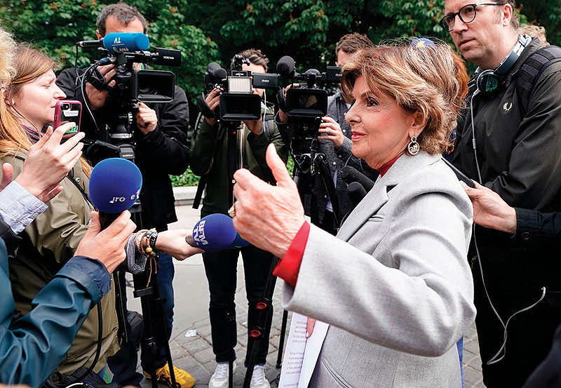 US lawyer Gloria Allred addresses the press yesterday outside a French crime Police headquarters in Paris where her client, a woman who filed a complaint against US singer Chris Brown for rape, is being heard by investigators. — AFP
