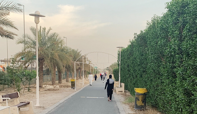 KUWAIT: People jog as a pre-iftar exercise at a public park in Kuwait. — KUNA