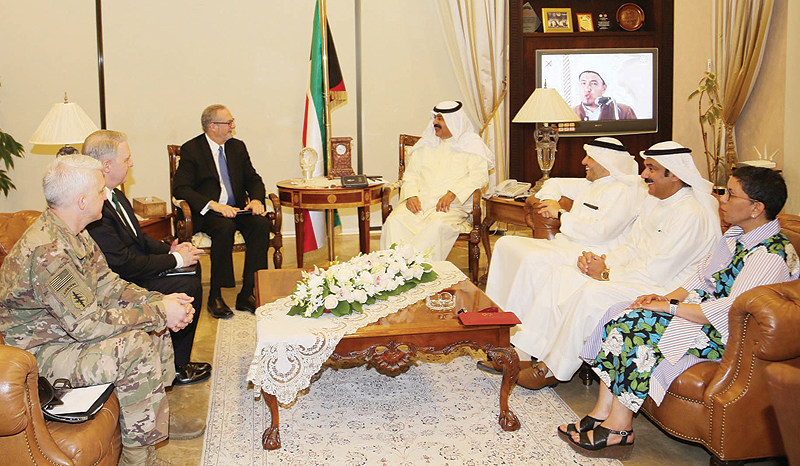 KUWAIT: Kuwaiti Deputy Foreign Minister Khaled Al-Jarallah meets with US Ambassador to Kuwait Lawrence Silverman. — KUNA