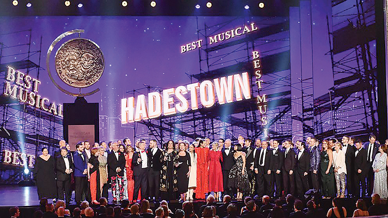 Winners of Best Musical “Hadestown” on stage.