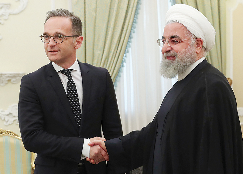 TEHRAN: Iranian President Hassan Rouhani meets German Foreign Minister Heiko Maas yesterday. — AFP