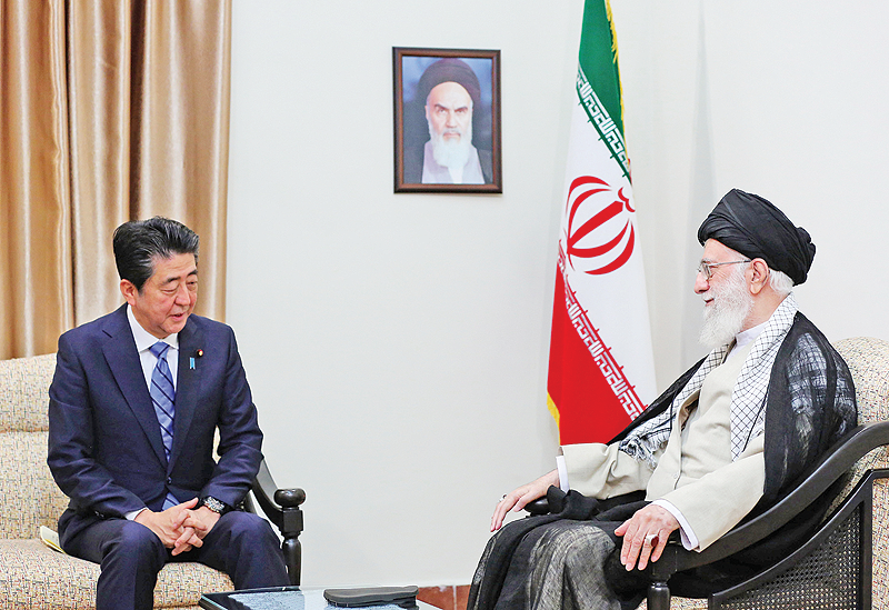 TEHRAN: A handout picture provided by the Iranian supreme leader office shows, Iranian Supreme Leader Ayatollah Ali Khamenei during a meeting with Japanese Prime Minister Shinzo Abe. — AFP