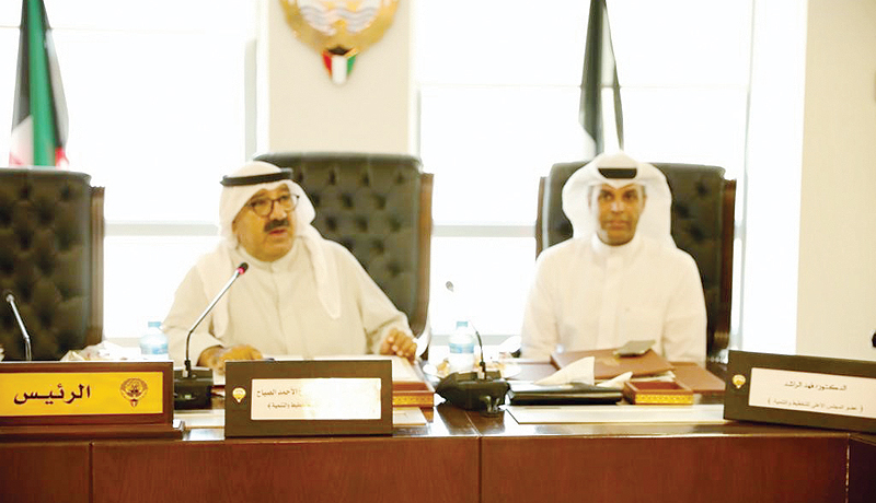Sheikh Nasser Al-Sabah (left) chairs the SCPD meeting, with oil minister Khaled Al-Fadhel attending