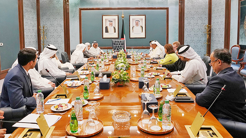 KUWAIT: First Deputy Prime Minister and Minister of Defense Sheikh Nasser Sabah Al- Ahmad Al-Sabah heads a meeting to review the structural framework of the northern economic zone. — KUNA photos