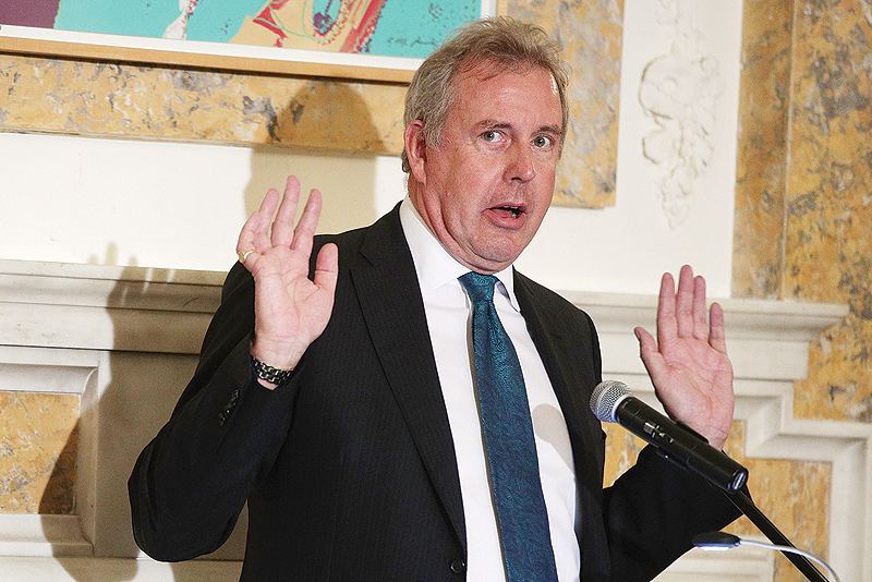 WASHINGTON: In this file photo taken on Oct 20, 2017, British Ambassador to the US Kim Darroch speaks during an annual dinner of the National Economists Club at the British Embassy. - AFP 