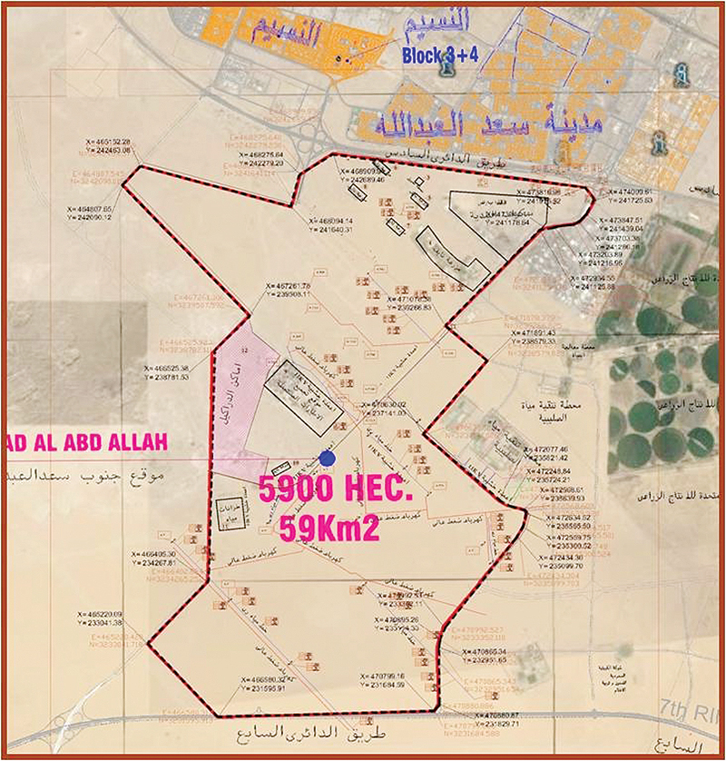 KUWAIT: A map showing the location of the South Saad Al-Abdullah residential city project. — KUNA