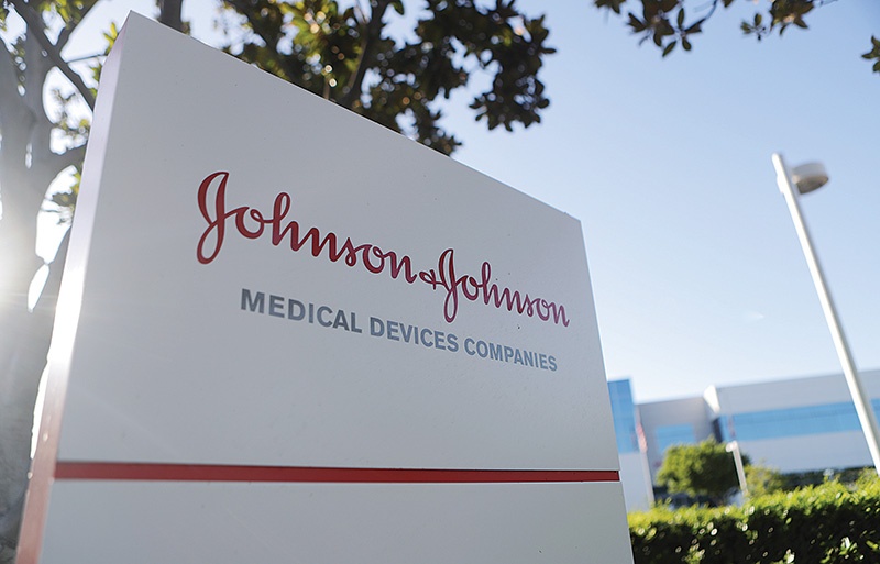 IRVINE, CALIFORNIA - AUGUST 26: A sign is posted at the Johnson &amp; Johnson campus on August 26, 2019 in Irvine, California. A judge has ordered the company to pay $572 million in connection with the opioid crisis in Oklahoma.   Mario Tama/Getty Images/AFP