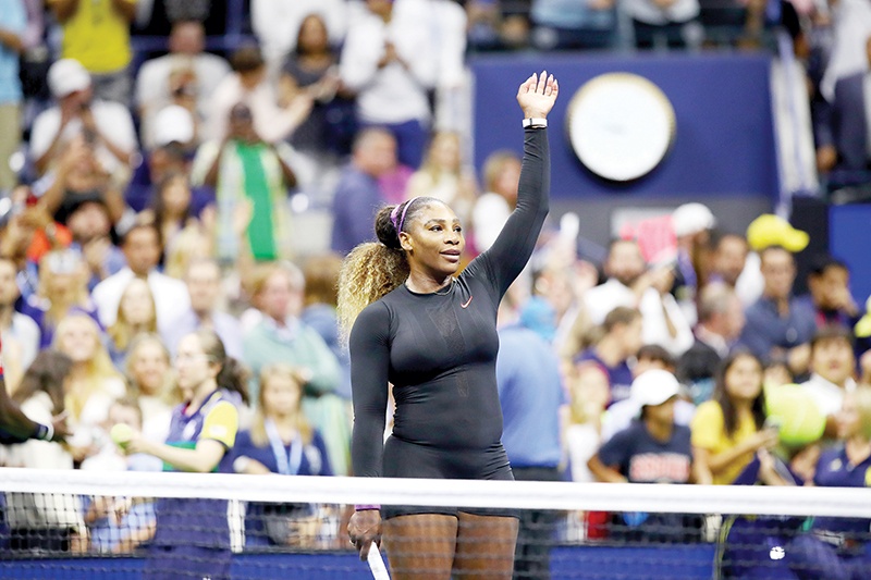 NEW YORK, NEW YORK - AUGUST 26: Serena Williams of the United States celebrates after defeating Maria Sharapova of Russia after their Women's Singles first round match 1on day one of the 2019 US Open at the USTA Billie Jean King National Tennis Center on August 26, 2019 in the Flushing neighborhood of the Queens borough of New York City.   Clive Brunskill/Getty Images/AFP