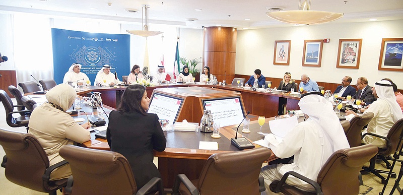KUWAIT: Kuwait Chamber of Commerce and Industry officials and Bahrain Chamber of Commerce and Industry officials during a press conference at the KCCI office yesterday