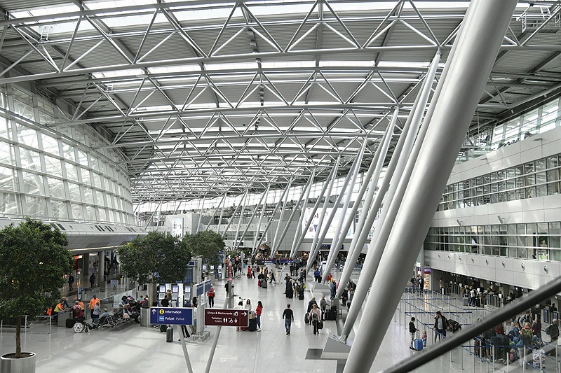 DUESSELDORF: This picture shows the interior hall of the airport in Duesseldorf, western Germany, yesterday. As British tour operator Thomas Cook declared bankruptcy, some 600,000 tourists from around Europe had their holidays disrupted. —AFP