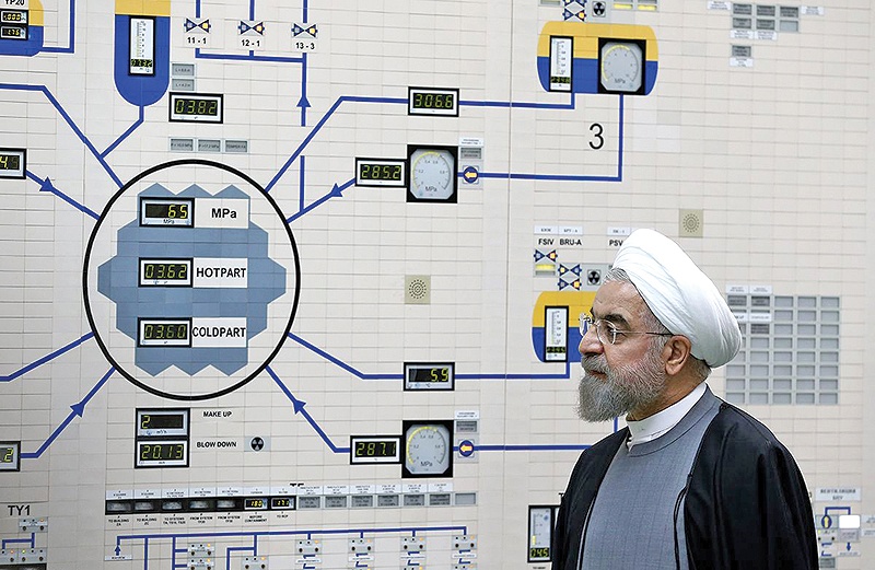 BUSHEHR, Iran: In this file photo released by the official website of the Iranian President Hassan Rouhani shows him visiting the control room of the Bushehr nuclear power plant in the Gulf port city of Bushehr. — AFP