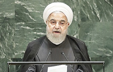 NEW YORK: Iranian President Hassan Rouhani addresses the United Nations General Assembly at UN headquarters yesterday. - AFP 