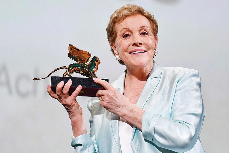 British actress Julie Andrews acknowledges receiving a Golden Lion for lifetime achievement during a ceremony at the 76th Venice Film Festival at Venice Lido. — AFP