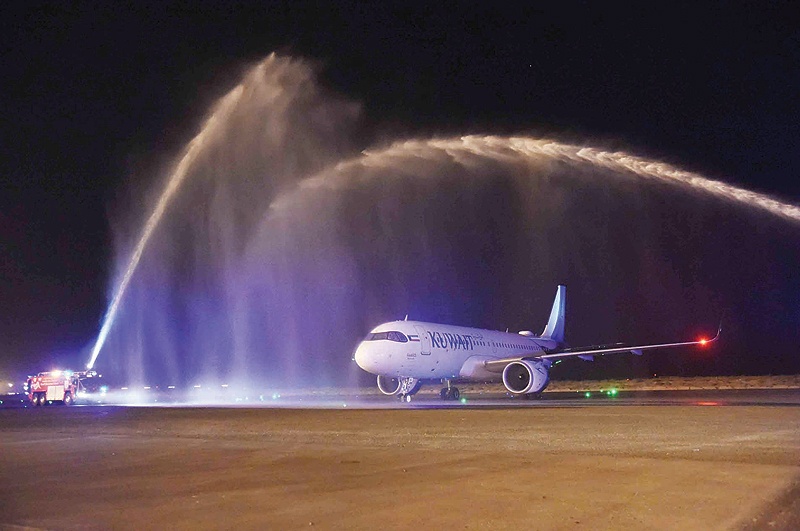 KUWAIT: The new Airbus A320neo aircraft arrives at Kuwait International Airport. — Photos by Fouad Al-Shaikh