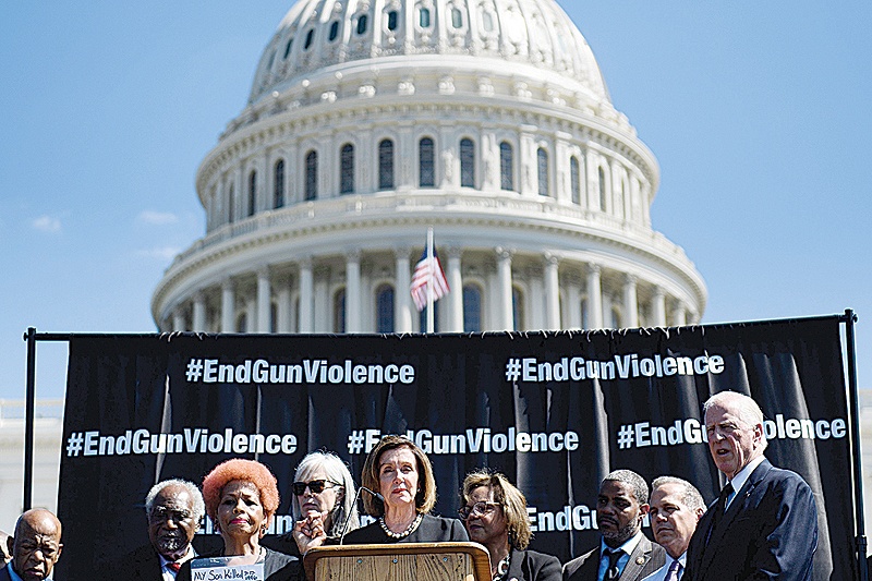 WASHINGTON: Speaker of the House Nancy Pelosi (D-CA) speaks at an anti gun violence rally on Capitol Hill. US Democrats’ explosive launch of an official impeachment inquiry of Donald Trump has set off a massive political battle, raising multiple questions about the process and its consequences for the Republican’s tempestuous presidency. —AFP