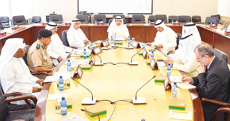 KUWAIT: National Assembly Speaker Marzouq Al-Ghanem (center) and top government officials including ministers are pictured during an expanded meeting yesterday.