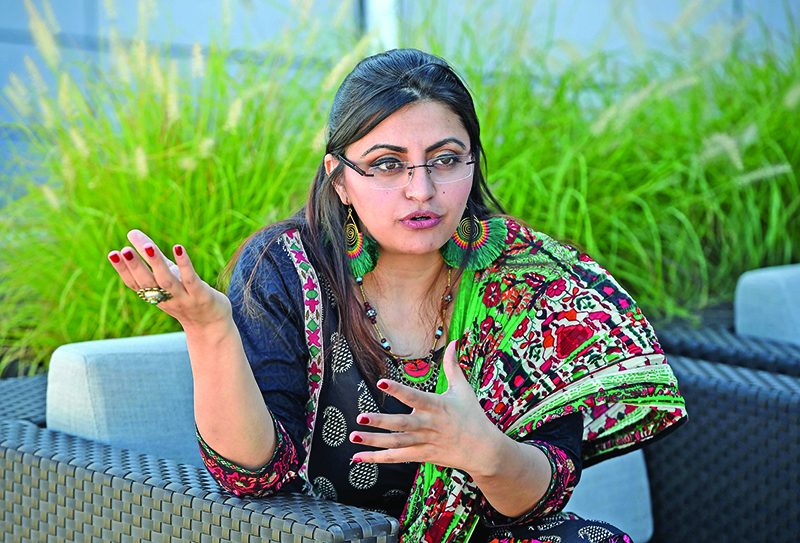 Pakistani dissident and feminist Gulalai Ismail speaks during an interview with AFP on September 19, 2019 in Washington, DC. - Gulalai Ismail's campaigns to empower Pakistani girls have won her international awards and a status as one of her country's foremost activists. But when she spoke out against sexual violence and disappearances allegedly carried out by the army in northwestern Pakistan, her fortunes quickly changed. (Photo by Olivier Douliery / AFP)